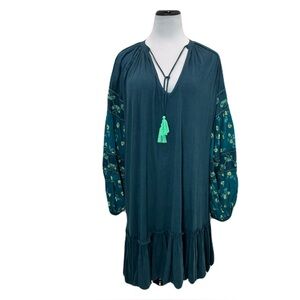 FREE PEOPLE Green Mix It Up Tunic Mini Dress Size Large
